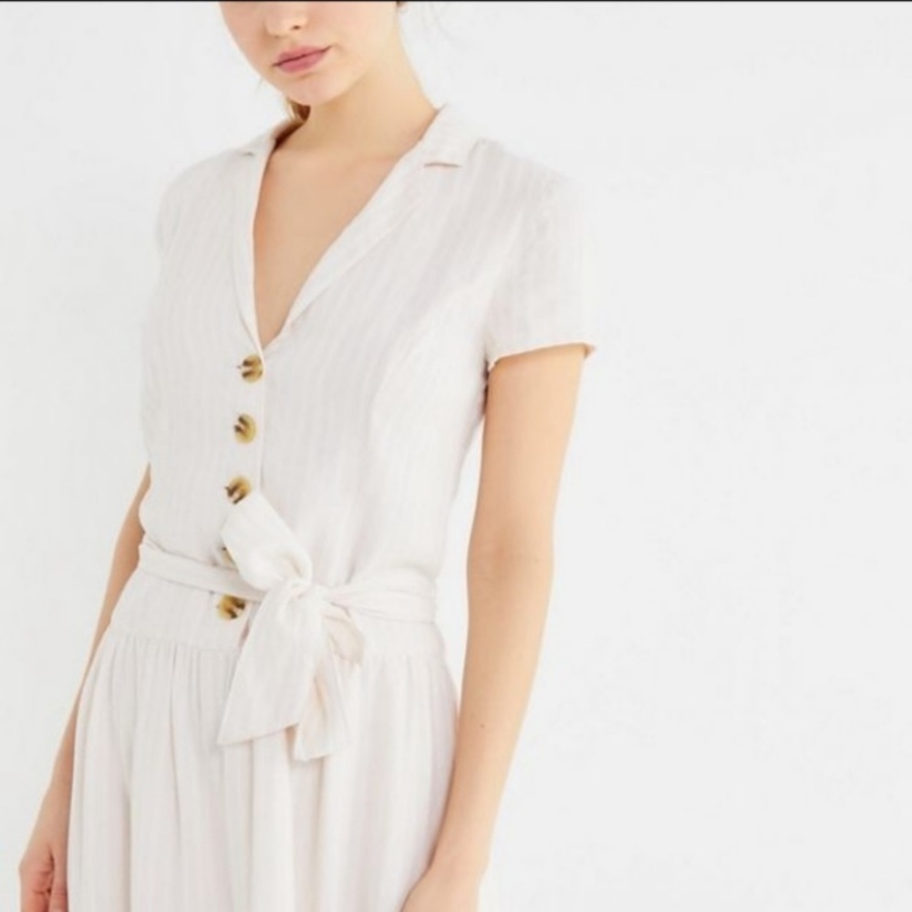Urban Outfitters Natalie Linen Belted Shirt Dress size small midi summer - Picture 2 of 10